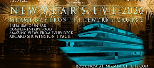 Miami New Years Eve Party 2026 | Bayfront Park Fireworks Cruise