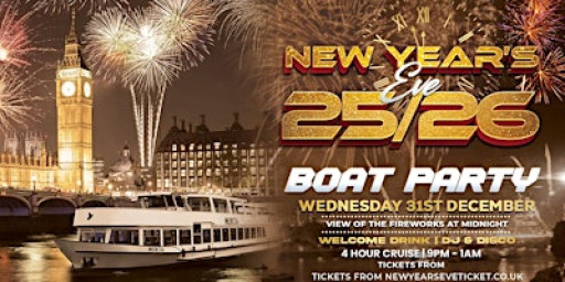 NYE NEW YEAR'S EVE 2025/26 BOAT PARTY ON THE THAMES