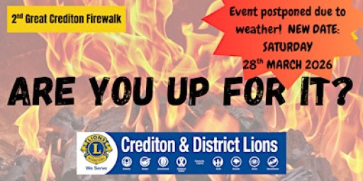 The 2nd Great Crediton Fire Walk: A Charity Challenge NB: NEW DATE!!