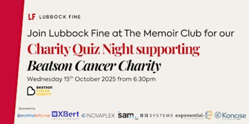 Lubbock Fine's Charity Quiz Night - fundraising for Beatson Cancer Charity