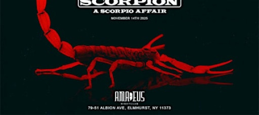 Friday November 14th 2025: Scorpion Affair at Amadeus Nightclub