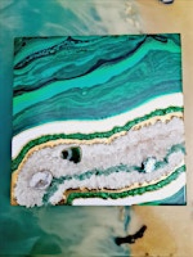 Resin Geode Layered work with semi precious stones