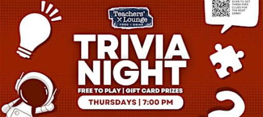Trivia Night at Teachers' Lounge Food and Drink