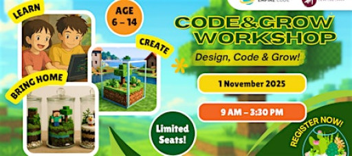 Activities for Kids Near Me: Minecraft Coding & Terrarium Workshop (1 Nov)