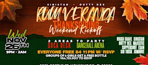 Rum Veranda - Thanksgiving Eve