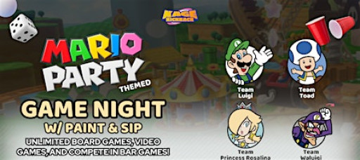 Mario Themed Game Night and Paint & Sip | Mario Kart World Tournament