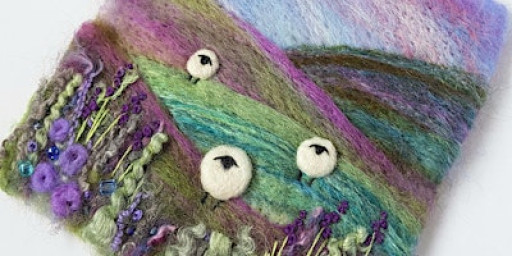 Felted Shropshire Hills - needle felted and embroidered picture