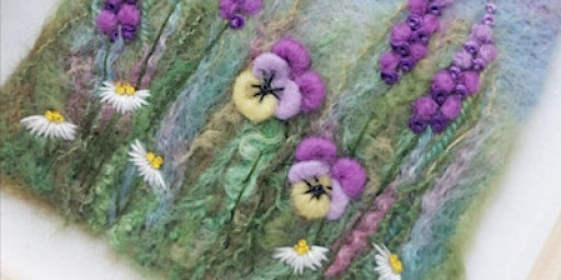 Felted and Embroidered Pansy Garden
