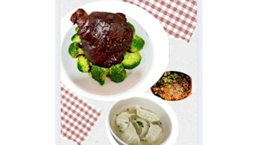 Chinese-Style Fai Cai Braised Pork Knuckle & Mixed Meat Dumpling