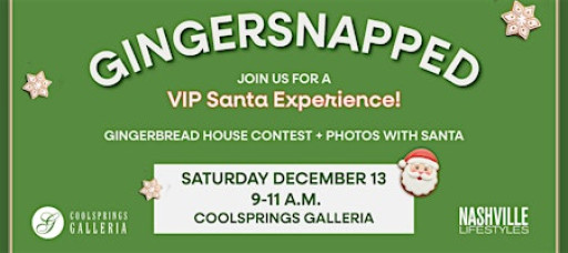 GingerSnapped Holiday Event: Photos with Santa + Gingerbread House Contest