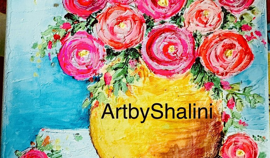 one day Rose and vase Textured Art Workshop in Singapore