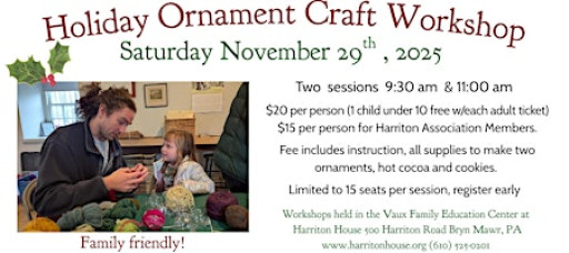 Holiday Ornament Craft Workshop 11/29/25