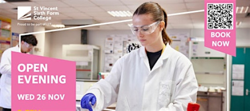 Open Evening | Wednesday 26 November | St Vincent Sixth Form College