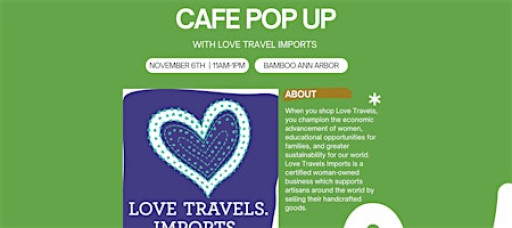 Cafe Pop Up with Love Travels Imports