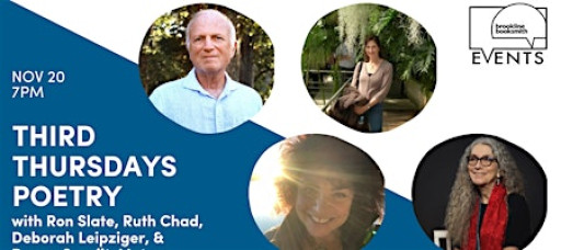 Third Thur Poetry: Deborah Leipziger/Donna Spruijt-Metz/Ron Slate/Ruth Chad