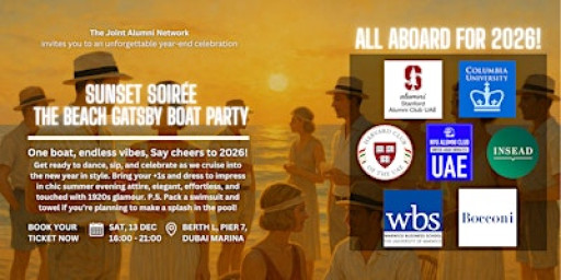 Joint Alumni Sunset Soirée: The Beach Gatsby Boat Party - Sat Dec 13th 2025