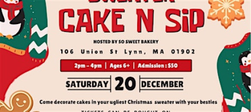 Ugly Christmas sweater Cake and Sip