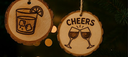 Craft & Cocktails: Wood Burning Christmas Ornaments