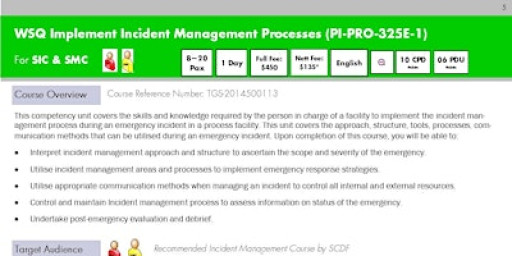 WSQ Implement Incident Management Processes (PI-PRO-325E-1)Run 416
