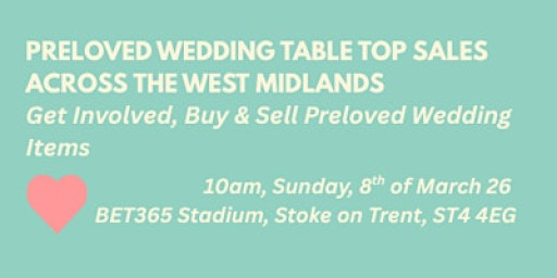 Preloved Wedding Table Top Sale - Stoke-on-Trent