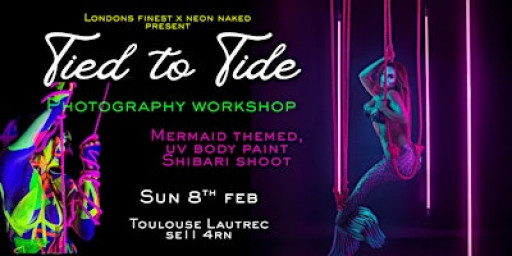 TIED TO TIDE : Mermaid themed UV body paint shibari photography workshop