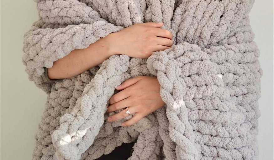 Chunky Hand Knit Blanket