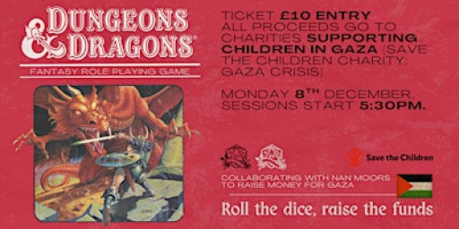 Dungeons and Dragons at Nan Moors fundraising for Gaza
