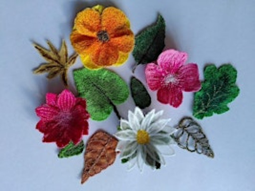 Exploring Soluble Fabrics Class - Flowers & Leaves at Abakhan Mostyn