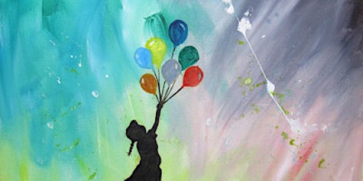 Paint Street Art Flying Balloon Girl, London