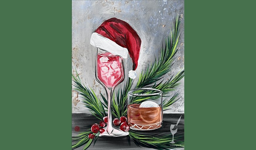 Winter Spirits Wearing Santa Style - Paint and Sip in Houston | Classpop!™