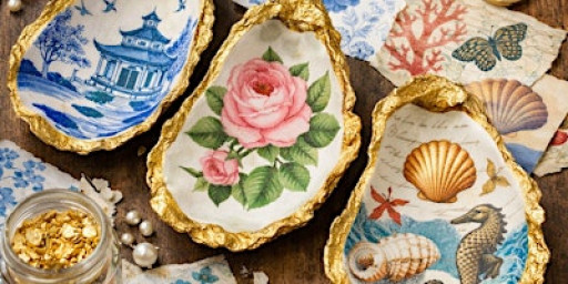 Decoupage on Oyster Shells