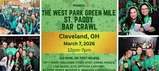 9th Annual Cleveland Green Mile St. Patrick's Bar Crawl: March 7th